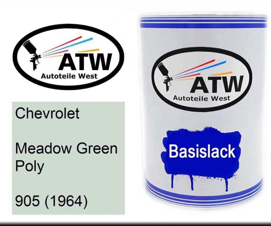 Chevrolet, Meadow Green Poly, 905 (1964): 500ml Lackdose, von ATW Autoteile West.